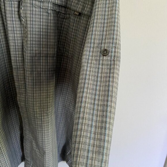 REI UPF 50+ Button Up Shirt Green Plaid Roll Tab Sleeves Outdoors Hiking XL - Picture 5 of 12